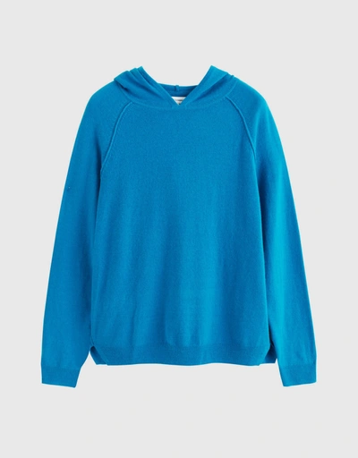 Wool-Cashmere Boxy Hoodie - Teal