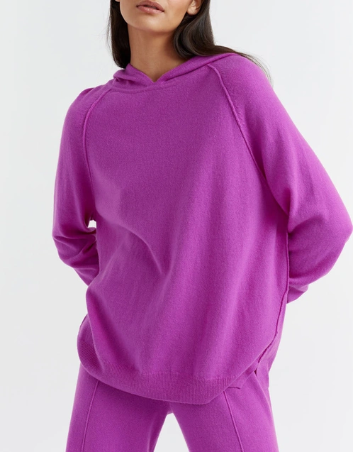 Wool-Cashmere Boxy Hoodie - Violet