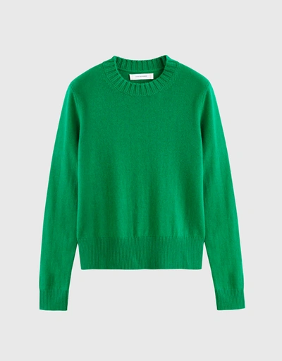 Wool-Cashmere Cropped Sweater - Forest-Green