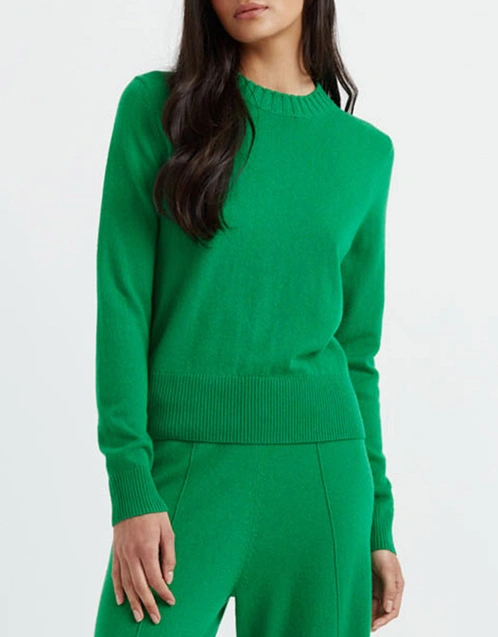 Wool-Cashmere Cropped Sweater - Forest-Green