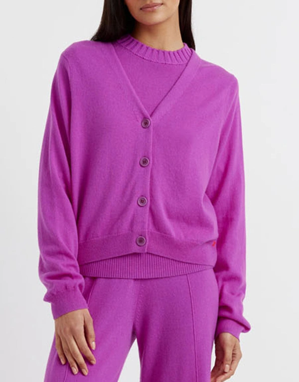 Wool-Cashmere Cropped Cardigan - Violet