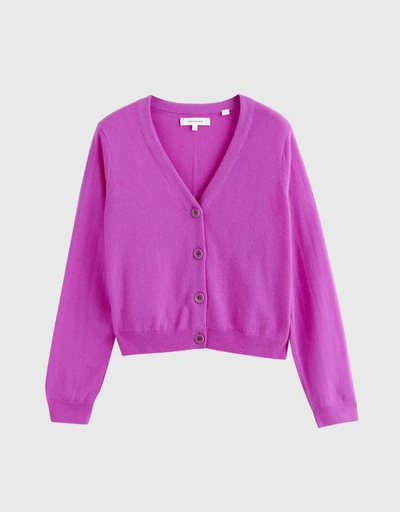 Wool-Cashmere Cropped Cardigan - Violet