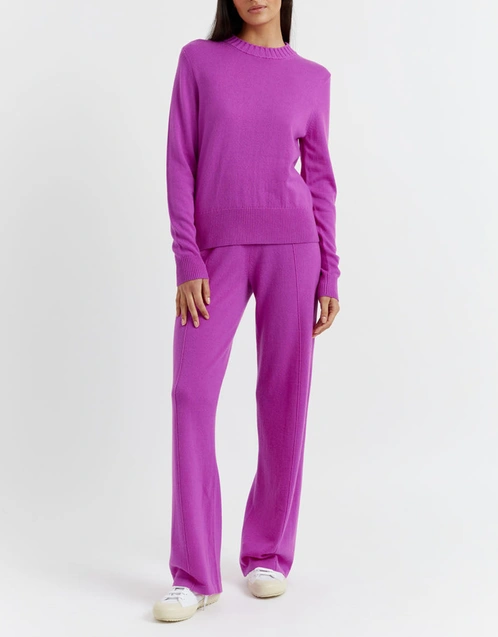 Wool-Cashmere Wide-Leg Track Pants -Violet