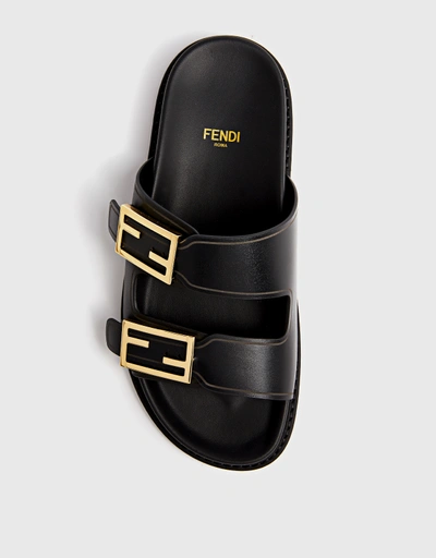 Fendi Feel Calfskin Leather Slides
