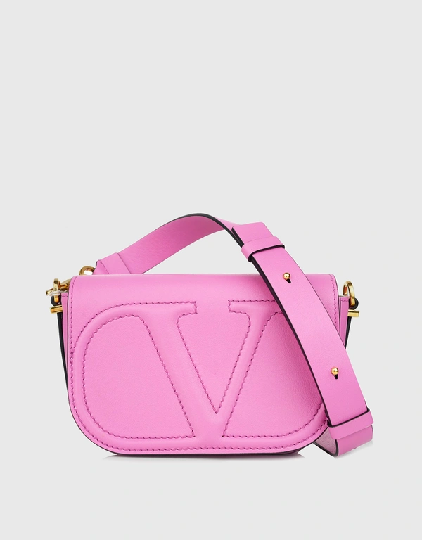 Valentino Valentino 小型小牛皮翻蓋斜挎包-Pink