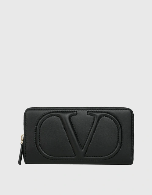 Valentino Valentino Leather Zip Round Long Wallet-Black (Wallets and Small  Leather Goods,Wallets)