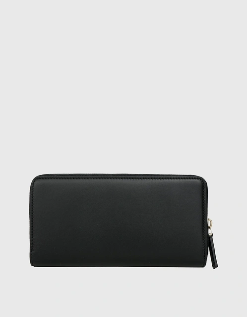 Valentino Leather Zip Round Long Wallet-Black