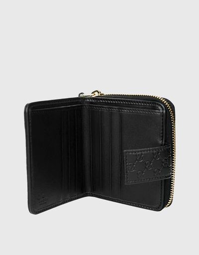 Micro GG Small Guccissima Calf Leather Bifold Wallet-Black