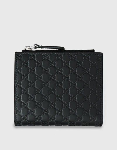 Micro GG Small Guccissima Calf Leather Bifold Wallet-Black