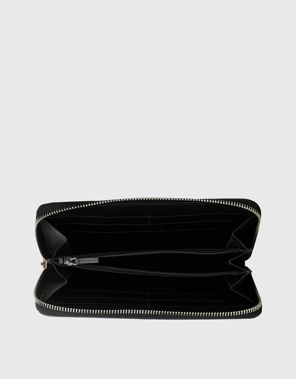 Gucci Micro GG Guccissima Calf Leather Zip Around Long Wallet-Black