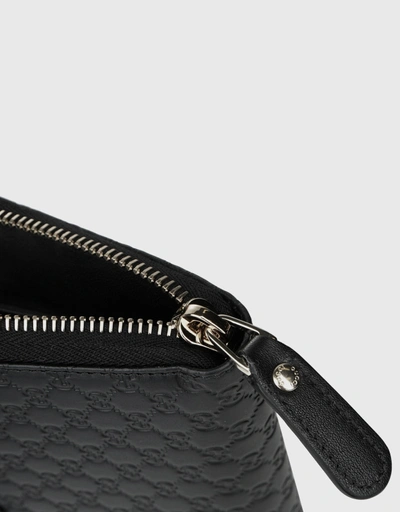 Micro GG Guccissima Calf Leather Zip Around Long Wallet-Black