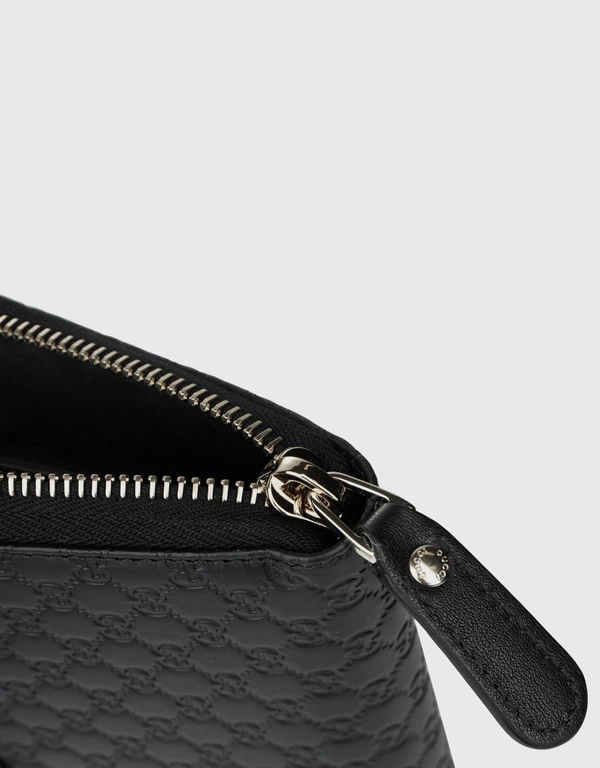 Gucci Micro GG Guccissima Calf Leather Zip Around Long Wallet-Black