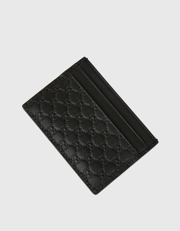 Gucci Micro GG Guccissima Calf Leather Cardholder-Black