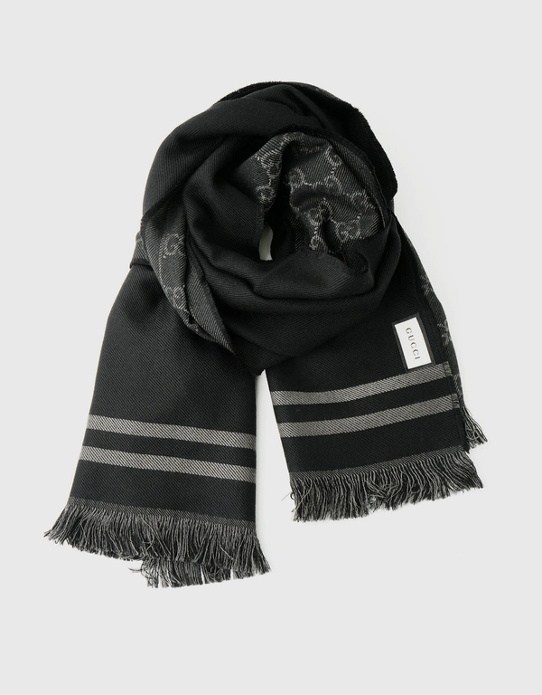 GG Guccissima Wool Reversible Arlisse Scarf-Black