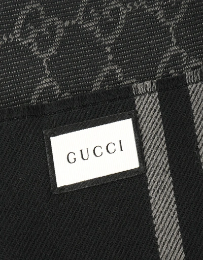 GG Guccissima 羊毛雙面 Arlisse 圍巾-Black