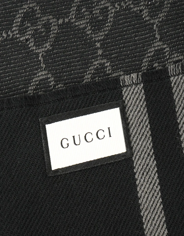 GG Guccissima Wool Reversible Arlisse Scarf-Black