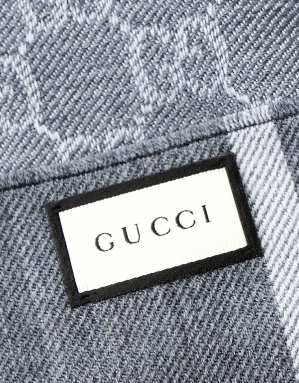 Gucci GG Guccissima 羊毛雙面 Arlisse 圍巾-Grey