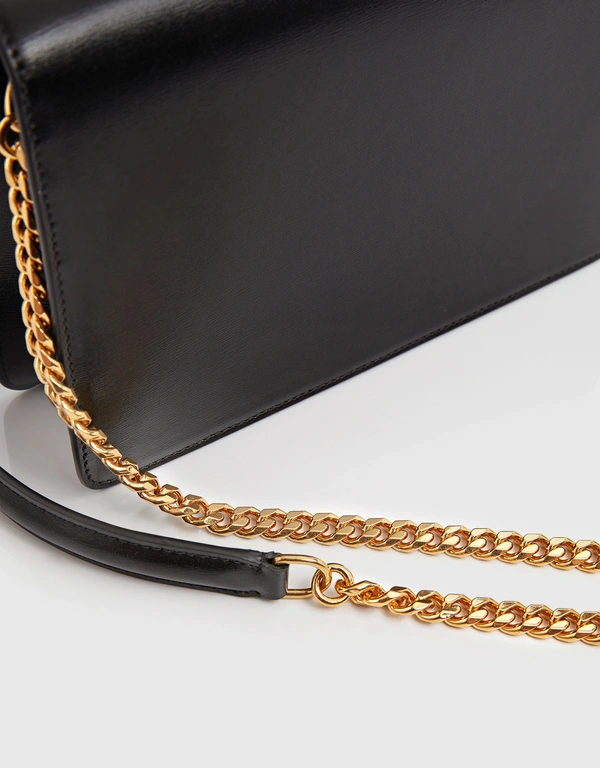 Triomphe Shiny Calfskin Wallet On Chain Crossbody Bag
