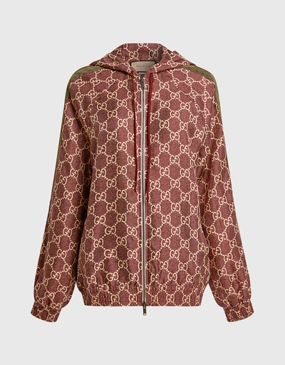 GG Supreme Print Silk Hooded Jacket