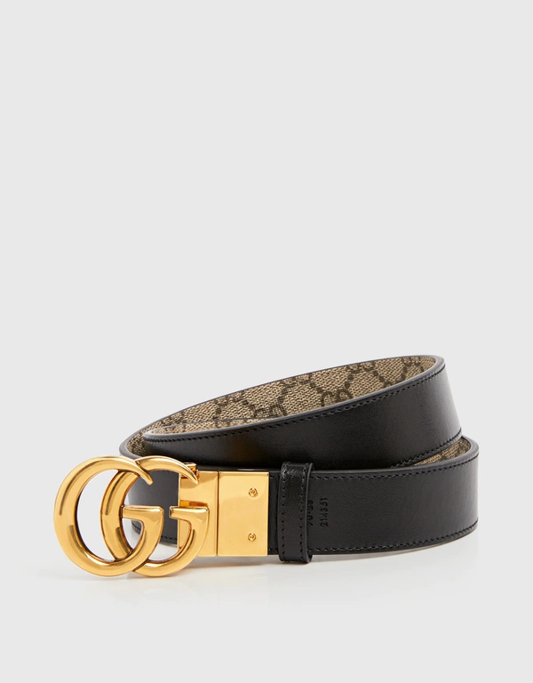 Gucci GG Marmont Canvas Leather Reversible Belt