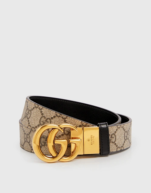 Gucci GG Marmont Canvas Leather Reversible Belt (Belts,Wide
