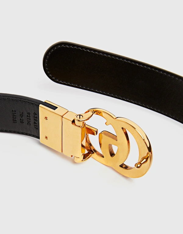 Gucci GG Marmont Canvas Leather Reversible Belt