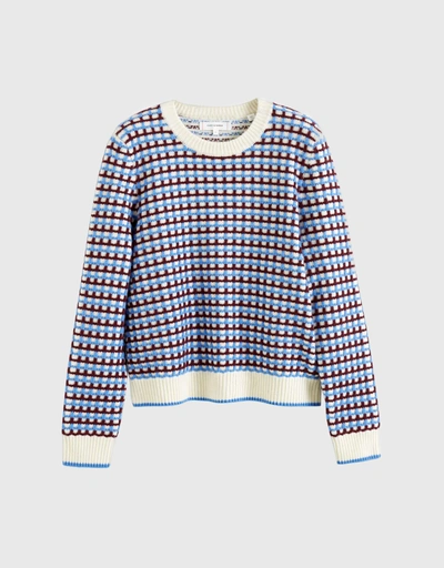 Cream Wool-Cashmere Textured Sweater