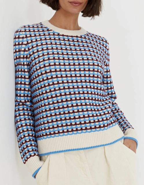 Cream Wool-Cashmere Textured Sweater