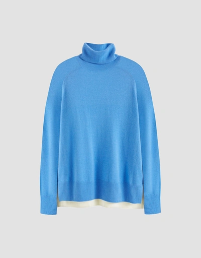 Wool-Cashmere Rollneck Sweater - Sky Blue