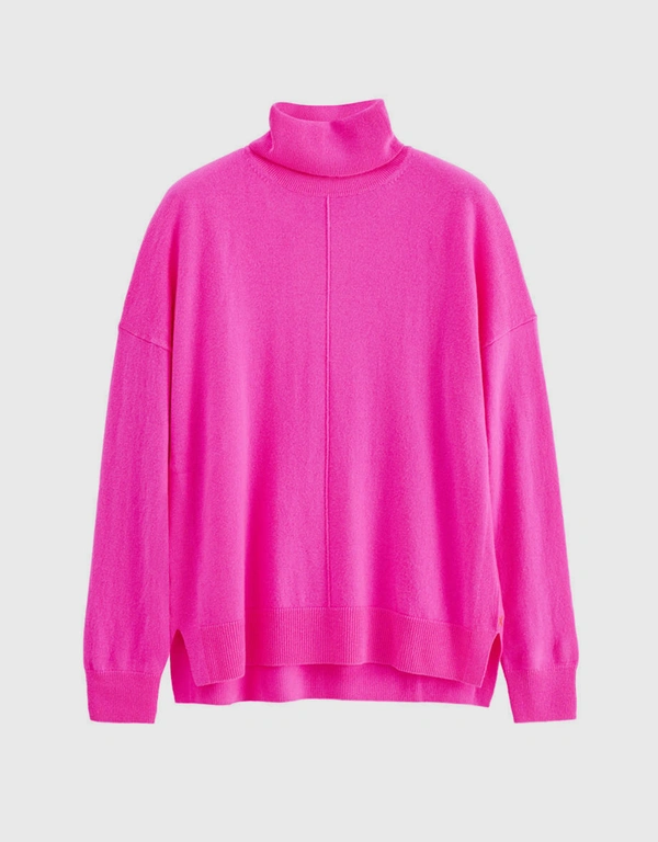 Chinti & Parker Wool-Cashmere Relaxed Rollneck Sweater - Fuchsia