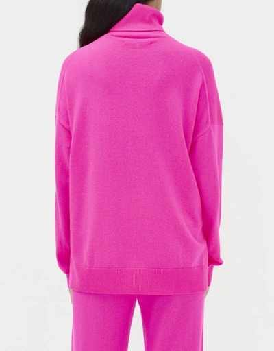 Wool-Cashmere Relaxed Rollneck Sweater - Fuchsia