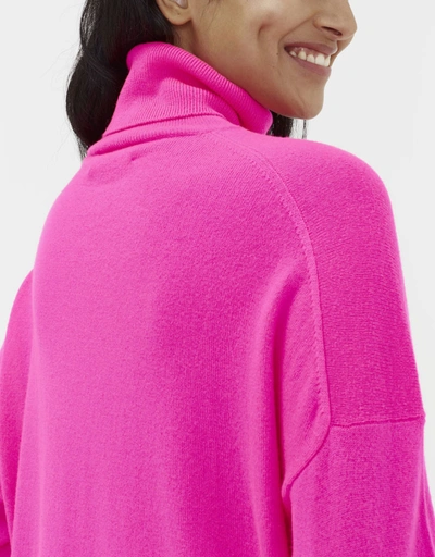 Wool-Cashmere Relaxed Rollneck Sweater - Fuchsia