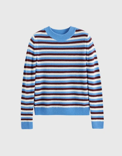 Wool-Cashmere Basket Weave Sweater -Blue