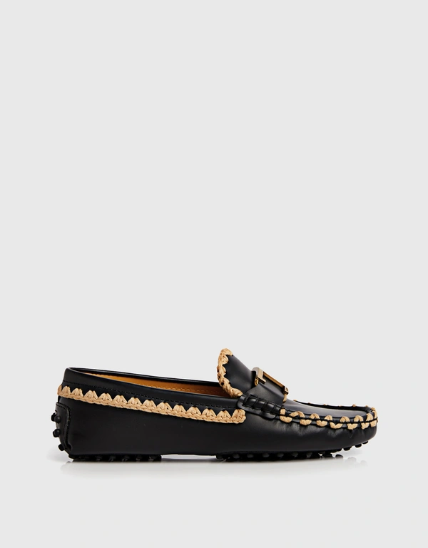 Tod's T Timeless Gommino Cowhide Leather Embroidered Edges Loafers