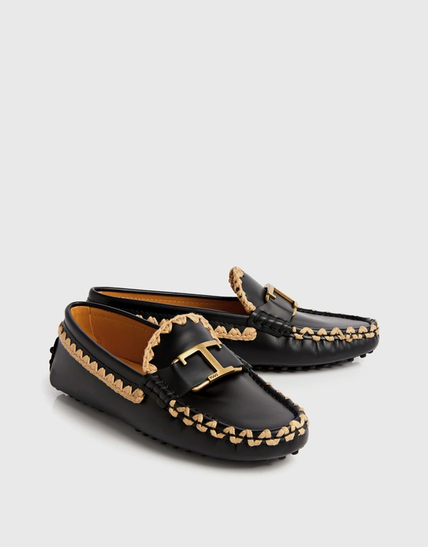 Tod's T Timeless Gommino Cowhide Leather Embroidered Edges Loafers