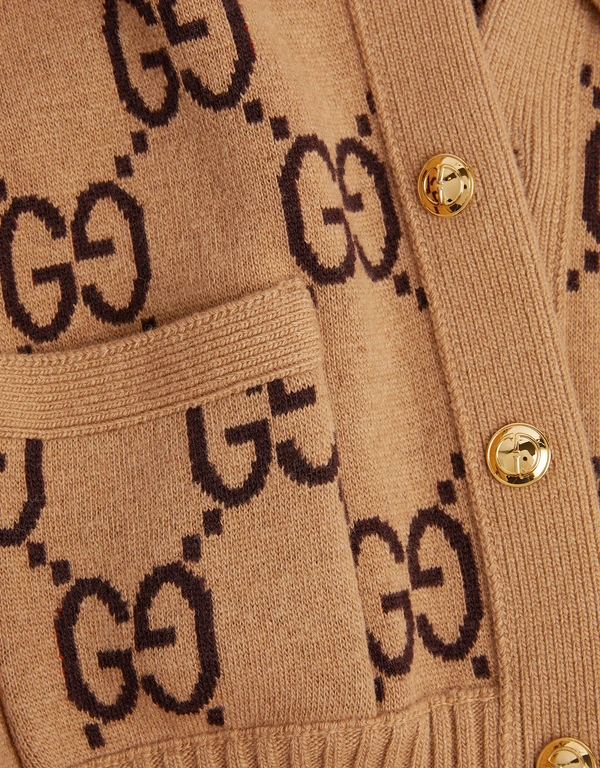 Reversible GG Knit Wool Cardigan