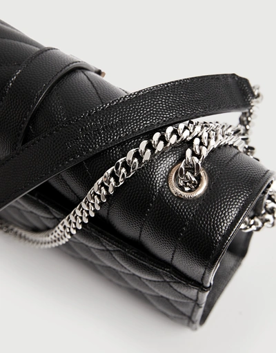 Envelope Grain De Poudre Embossed Leather Mix Matelassé Chain Shoulder Bag