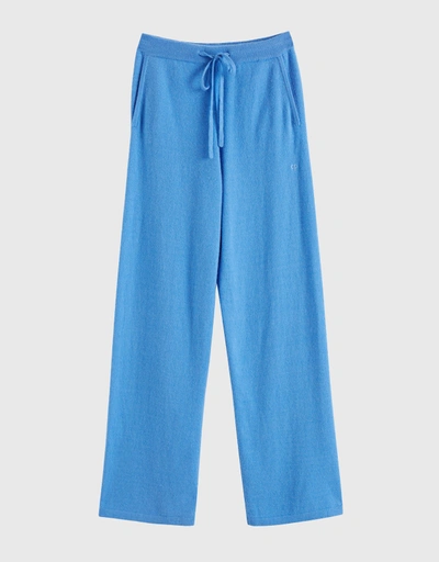Cashmere Wide-Leg Pants- Sky Blue