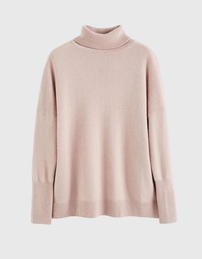 Cashmere Rollneck Sweater - Powder Pink