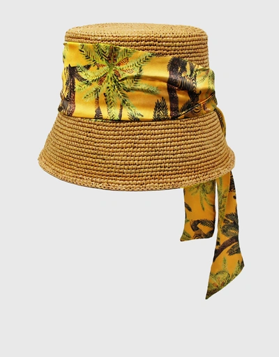 熱帶印花燈罩型巴拿馬草帽