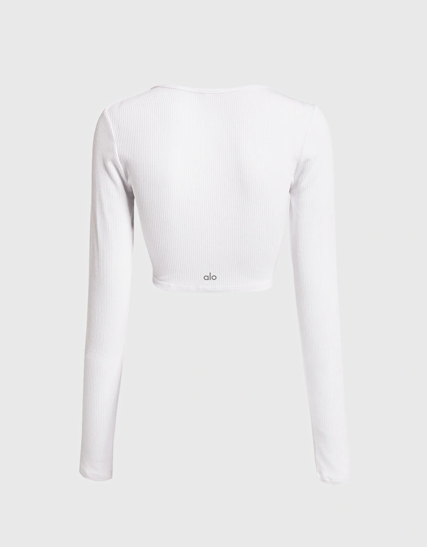 Modal Ribbed Knotty Long Sleeve Cropped Top