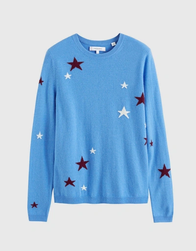 Wool-Cashmere Star Sweater - Sky Blue
