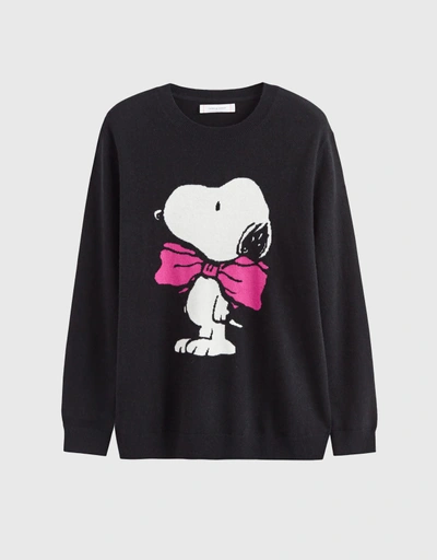 Chinti & Parker x Peanuts Snoopy Bow Wool-Cashmere Sweater - Black