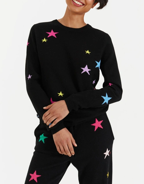 Wool-Cashmere Star Sweater - Black