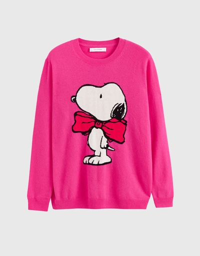 Chinti & Parker x Peanuts Snoopy Bow Wool-Cashmere Sweater - Fuchsia