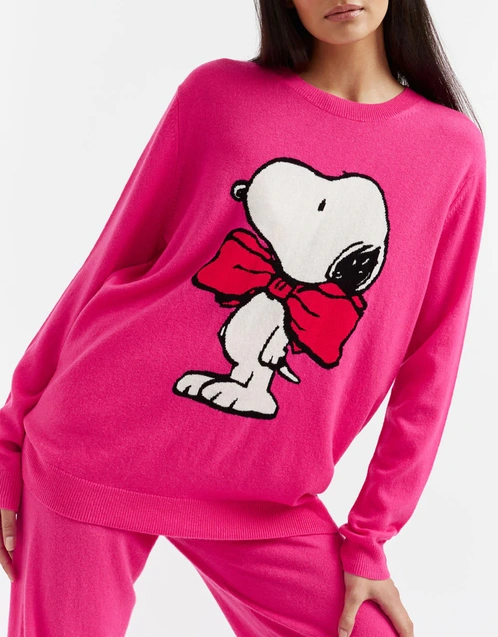 Chinti & Parker x Peanuts Snoopy Bow Wool-Cashmere Sweater - Fuchsia