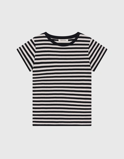 Breton 條紋蓋袖T恤-Navy