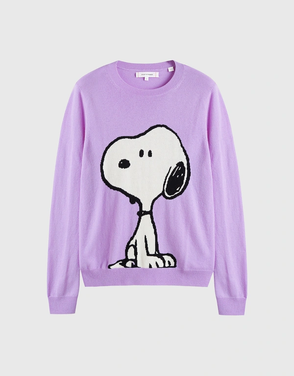 Chinti & Parker x Peanuts Snoopy Wool-Cashmere Sweater -Purple
