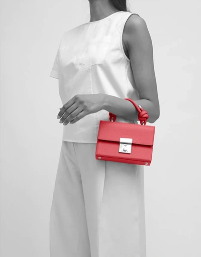 Mary Mini Pebble Leather Box Crossbody Bag-Red