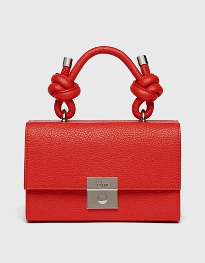 Mary Mini Handcrafted Pebble Leather Handbag-Red